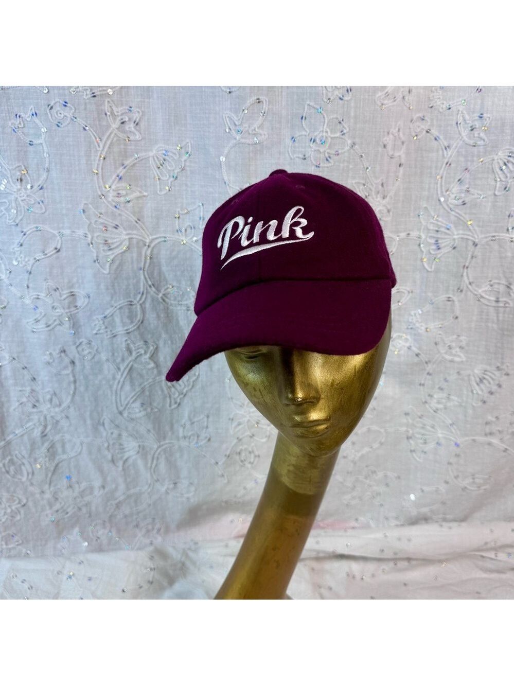 Victoria’s Secret PINK Wool Blend Baseball Hat – Purple Wool-Felt Adjustable Cap